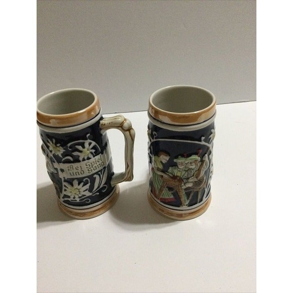 Set Of Vintage German Beer Steins "Drink Freund Nach Lang" Germany - Picture 2 of 5